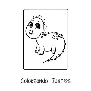 Imagen para colorear de dinosaurio bebé kawaii fácil grande