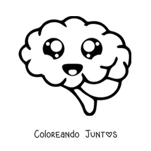 Imagen para colorear de cerebro kawaii fácil