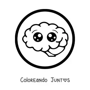 Imagen para colorear de cerebro kawaii animado haciendo ejercicios
