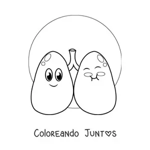 Imagen para colorear de riñones kawaii animados grandes