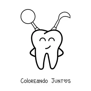Imagen para colorear de diente animado feliz