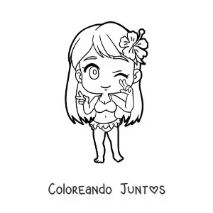 Imagen para colorear de chica chibi con bikini
