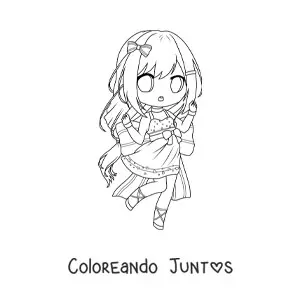 Imagen para colorear de chica chibi con vestido de verano