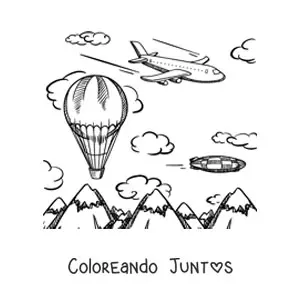Avión volando con globo