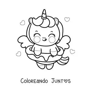 Unicornio kawaii animado con una dona