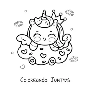 Unicornio kawaii animado con una galleta