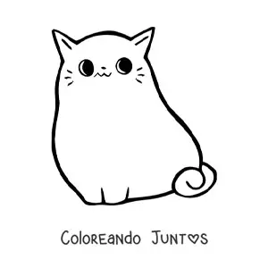 Imagen para colorear de gatito kawaii fácil grande