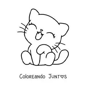 Imagen para colorear de gatito kawaii sentado