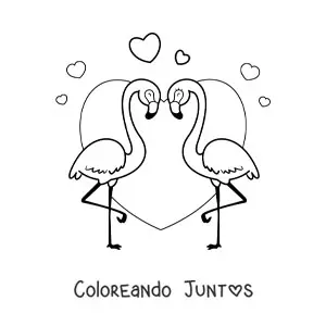 Imagen para colorear de flamingos enamorados