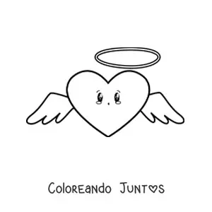 Imagen para colorear de corazón alado animado