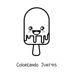 Imagen para colorear de paleta kawaii de helado grande