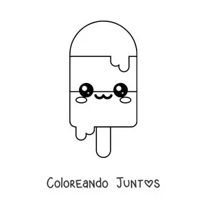 Imagen para colorear de paleta de helado kawaii fácil