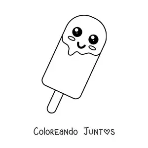 Imagen para colorear de paleta de helado kawaii sencilla