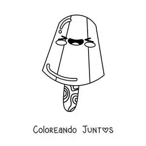 Imagen para colorear de paleta helada kawaii animada