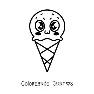 Imagen para colorear de barquilla kawaii con ojos grandes