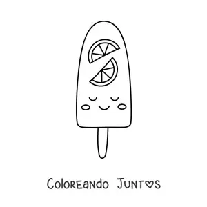 Imagen para colorear de helado de paleta kawaii fácil