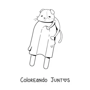 Imagen para colorear de gatito animado sobre una paleta kawaii derritiéndose