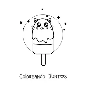 Imagen para colorear de paleta kawaii de gatito