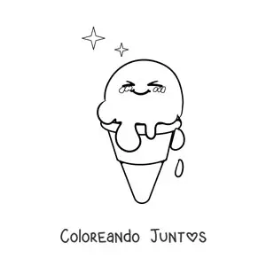 Imagen para colorear de barquilla kawaii derritiéndose