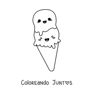 Imagen para colorear de barquilla animada kawaii fácil
