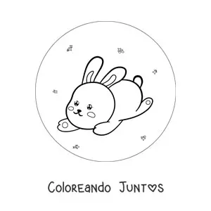 Imagen para colorear de conejo kawaii animado saltando