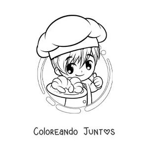 Chico panadero kawaii con un croissant