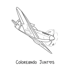 Imagen para colorear de un avión de guerra volando de lado