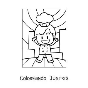 Imagen para colorear de caricatura de un chef kawaii
