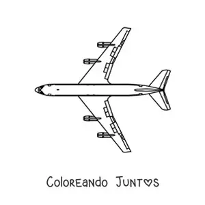 Imagen para colorear de un avión boeing 747 visto desde arriba