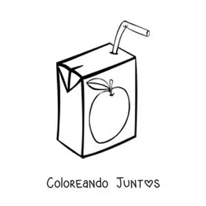 Imagen para colorear de una caja de jugo de manzana con popote