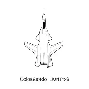 Imagen para colorear de un avión de guerra visto desde arriba