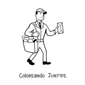 Imagen para colorear de cartero fácil entregando el correo