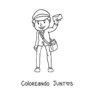 Imagen para colorear de cartero animado con una carta