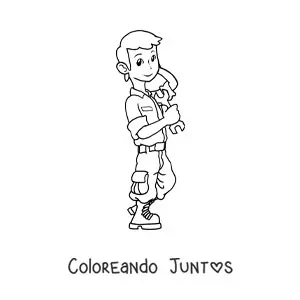Imagen para colorear de mecánico kawaii
