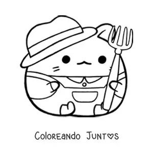 Imagen para colorear de hamster agricultor kawaii