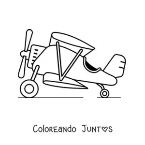 Imagen para colorear de un biplano de lado