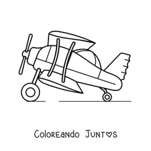 Imagen para colorear de un biplano de lado