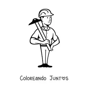 Imagen para colorear de trabajador de la construcción con un pico