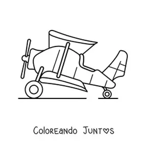 Imagen para colorear de un biplano de lado