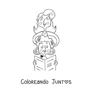 Imagen para colorear de peluquera peinando el cabello de una clienta