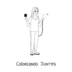 Imagen para colorear de peluquera con un peine y un secador
