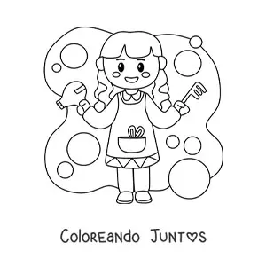 Imagen para colorear de peluquera animada con un peine y un secador