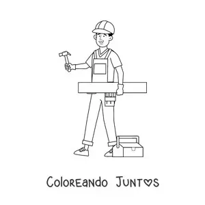 Imagen para colorear de hombre con oficio de carpintero con sus herramientas