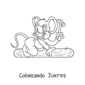 Imagen para colorear de ratón carpintero animado clavando un clavo