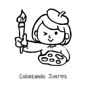 Imagen para colorear de artista plástico fácil con una paleta y un pincel