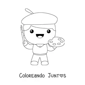Imagen para colorear de pintor fácil animado