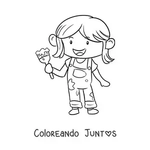 Imagen para colorear de niña pintora con una brocha