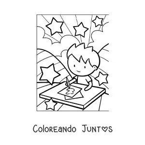 Imagen para colorear de niño pintando en clase de arte