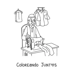 Imagen para colorear de hombre modista con máquina de coser