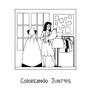 Imagen para colorear de diseñadora de modas con un maniquí